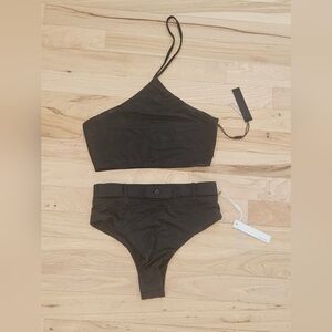 Myraswim Black One-Shoulder Bikini Set